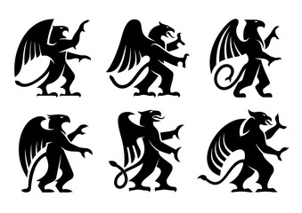 Poster - Heraldic griffins with raised paws