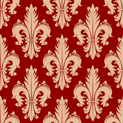 Poster - Victorian seamless fleur-de-lis red pattern
