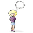 © lineartestpilot - cartoon woman wit crossed arms with thought bubble