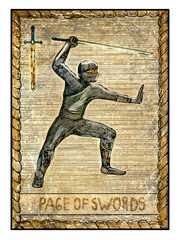 Canvas Print - The old tarot card. Page of Swords