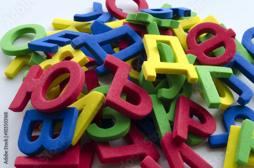 Fotografie, Obraz Multicolored Cyrillic letters on a light background