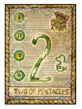 The Old Tarot Card. Two Of Pentacles