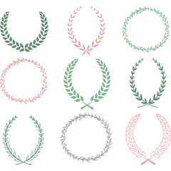 Wall Mural - Hand Drawn Laurel Wreaths Collections