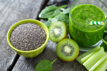 Poster - chia seeds and green smoothie