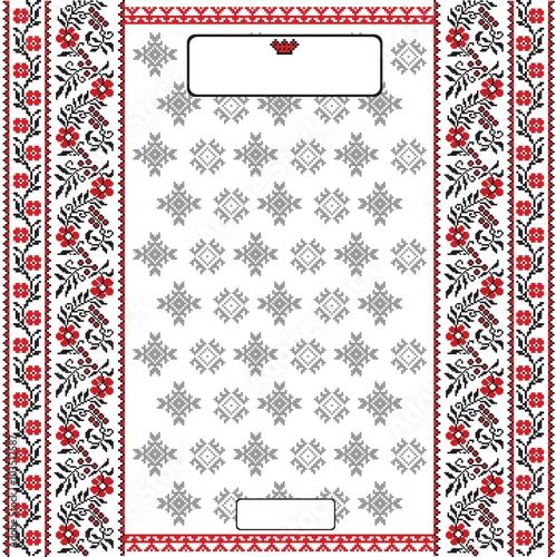 Fotografija Ukrainian background with folk embroidery pattern