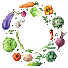 Various Vegetables Round Frame