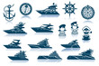 Compass and Sailing ships icon set