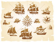 Sailing ships silhouettes set