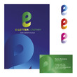 Шаблон фирменного знака Е-компании. Корпоративный стиль для компании на букву е: логотип, визитная карточка, визитка, обложка буклета или фирменная папка