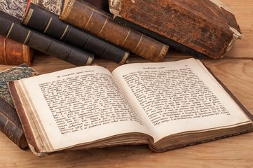 Antiquarian books on the table