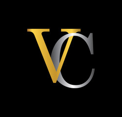 VC initial letter with gold and silver