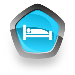 Aufkleber - hotel blue metallic chrome web pentagon glossy icon
