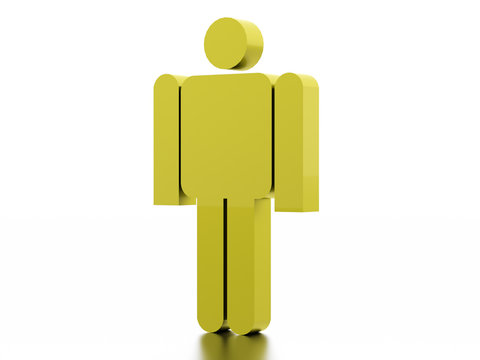 Green abstract man figure rendered on white background