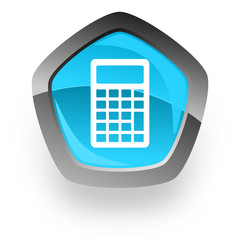 Aufkleber - calculator blue metallic chrome web pentagon glossy icon