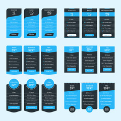 Wall Mural - set of pricing table design templates for websites and applications. flat style vector illustration