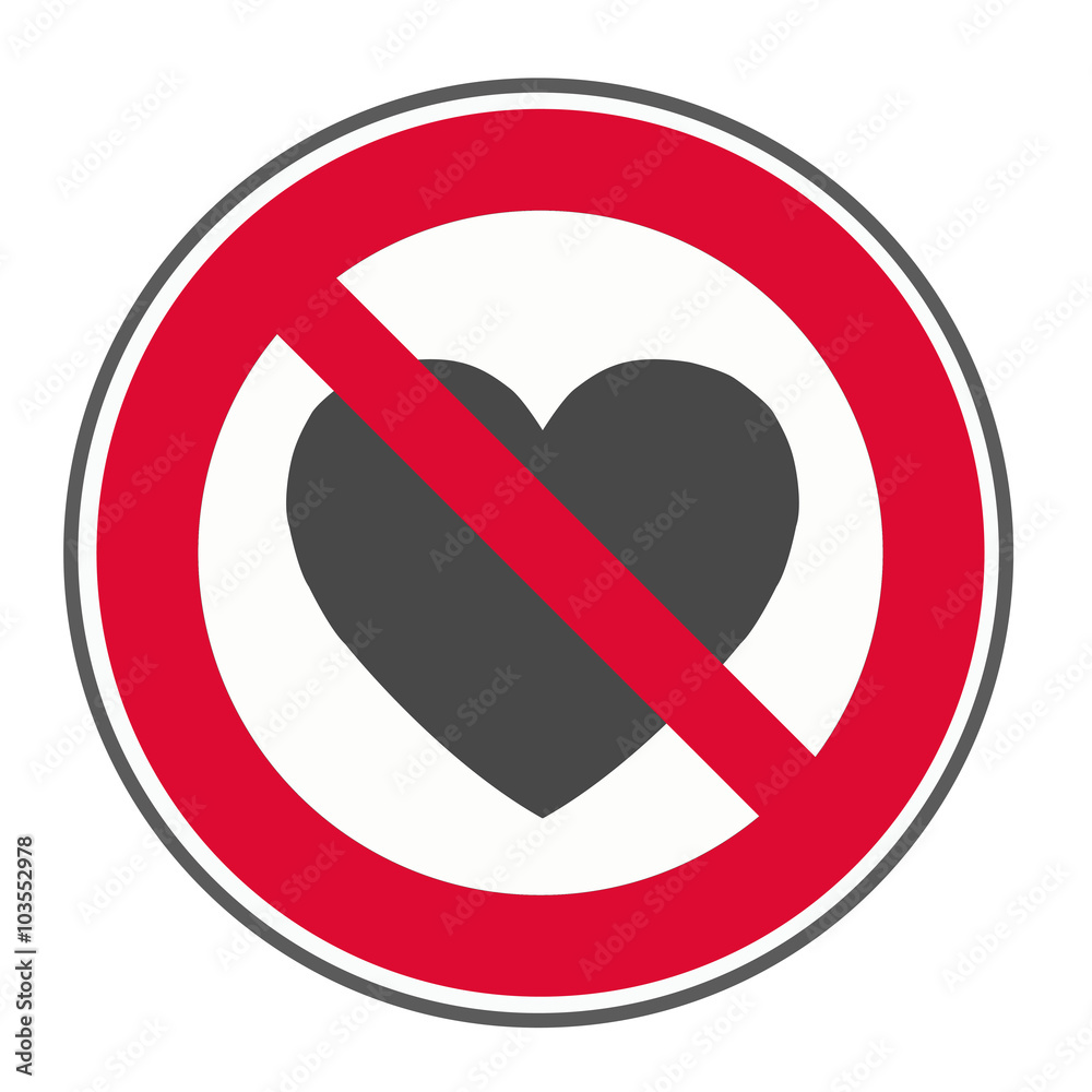 Stock-Vektorgrafik „Schild Herz durchgestrichen“ | Adobe Stock