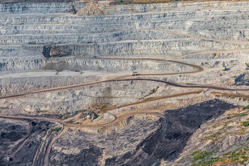 Wall Mural - Helicopter shoot of the stone quarry on the sunny summer morning.