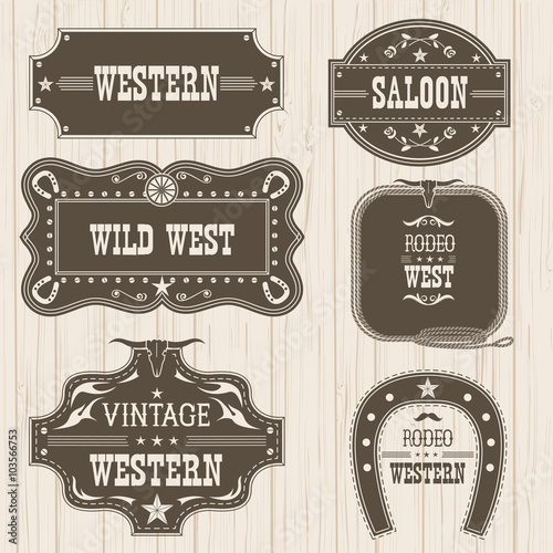 Western vintage labels isolated for design.Vector frames Poster
