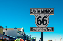 End Of Route 66 On Santa Monica Pier, California