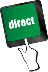 Poster - direct - educational concept. Button on Modern Computer Keyboard