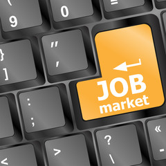 Poster - Job market key on the computer keyboard vector illustration