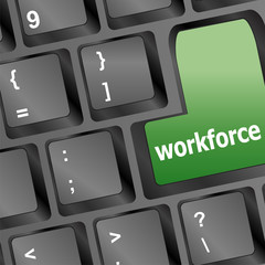 Poster - Workforce keys on keyboard - business concept vector illustration
