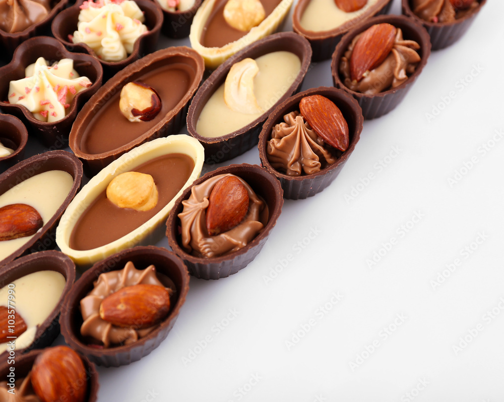 Chocolate sweets isolated on white