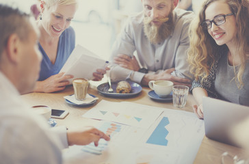 Wall Mural - business team meeting strategy marketing cafe concept