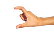 © jorgecachoh - Hand showing a medium size. Hand gesture isolated on white background