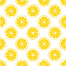 Lemon Seamless Pattern  White Background