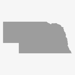 Aufkleber - Map of Nebraska State in gray on a white background
