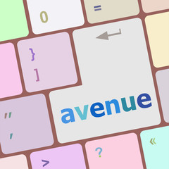 Poster - avenue word on keyboard key, notebook computer vector illustration