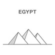 General view of pyramids from the Giza Plateau illustration (three pyramids known as Queens' Pyramids on front side; next in order from left: the Pyramid of Menkaure, Khafre and Chufu)