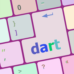 Poster - dart word on keyboard key, notebook computer button vector illustration