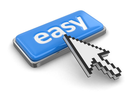 Cursor and button easy. Image with clipping path