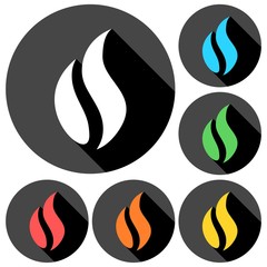 Sticker - Gas Flame Icons set with long shadow