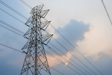 Electric Transmission Tower with sky background.