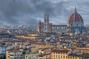 Canvas Print - Florence Dome and tower Aerial View Cityscape