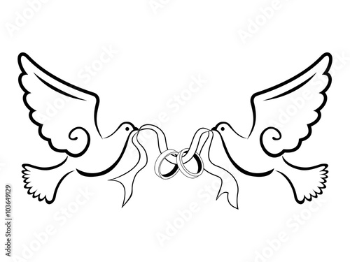 Download Wedding Dove With Ring Black Type 2 - Buy this stock ...