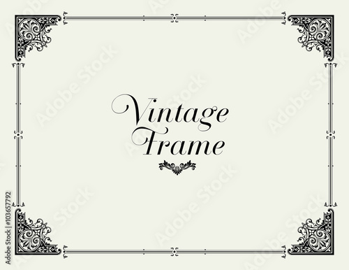 Fotografía Vintage Ornament Border. Decorative Floral Frame Vector.