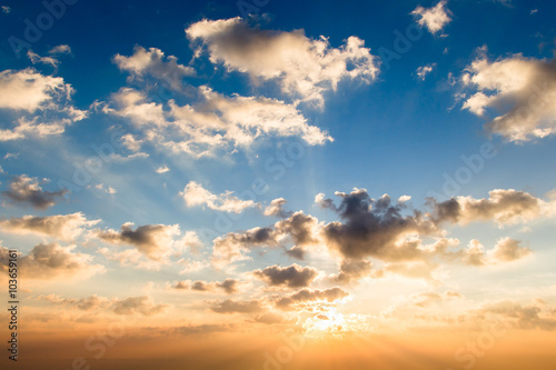 Obraz w ramie colorful dramatic sky with cloud at sunset