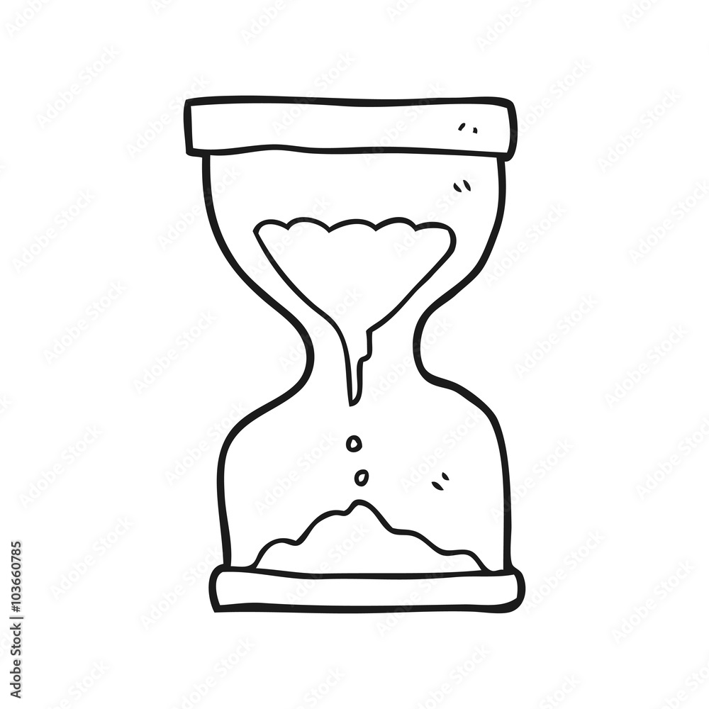 Vector de Stock black and white cartoon sand timer hourglass | Adobe Stock, image size:1000x1000