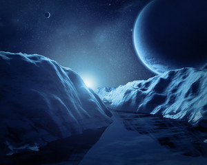 Wall Mural - Sunrise on alien planet