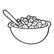 black and white cartoon bowl of cereal