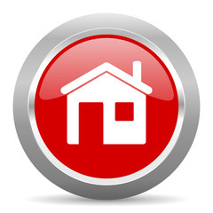 Fototapete - house red metallic chrome web circle glossy icon