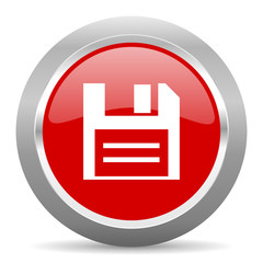 Leinwandbilder - disk red metallic chrome web circle glossy icon