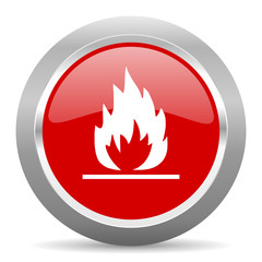 Poster - flame red metallic chrome web circle glossy icon