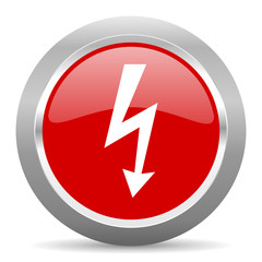 Poster - bolt red metallic chrome web circle glossy icon