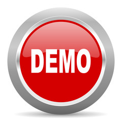 Poster - demo red metallic chrome web circle glossy icon