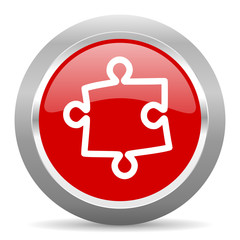 Poster - puzzle red metallic chrome web circle glossy icon